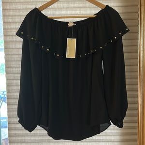 NWT Michael Kors Black 3/4 Sleeve Blouse